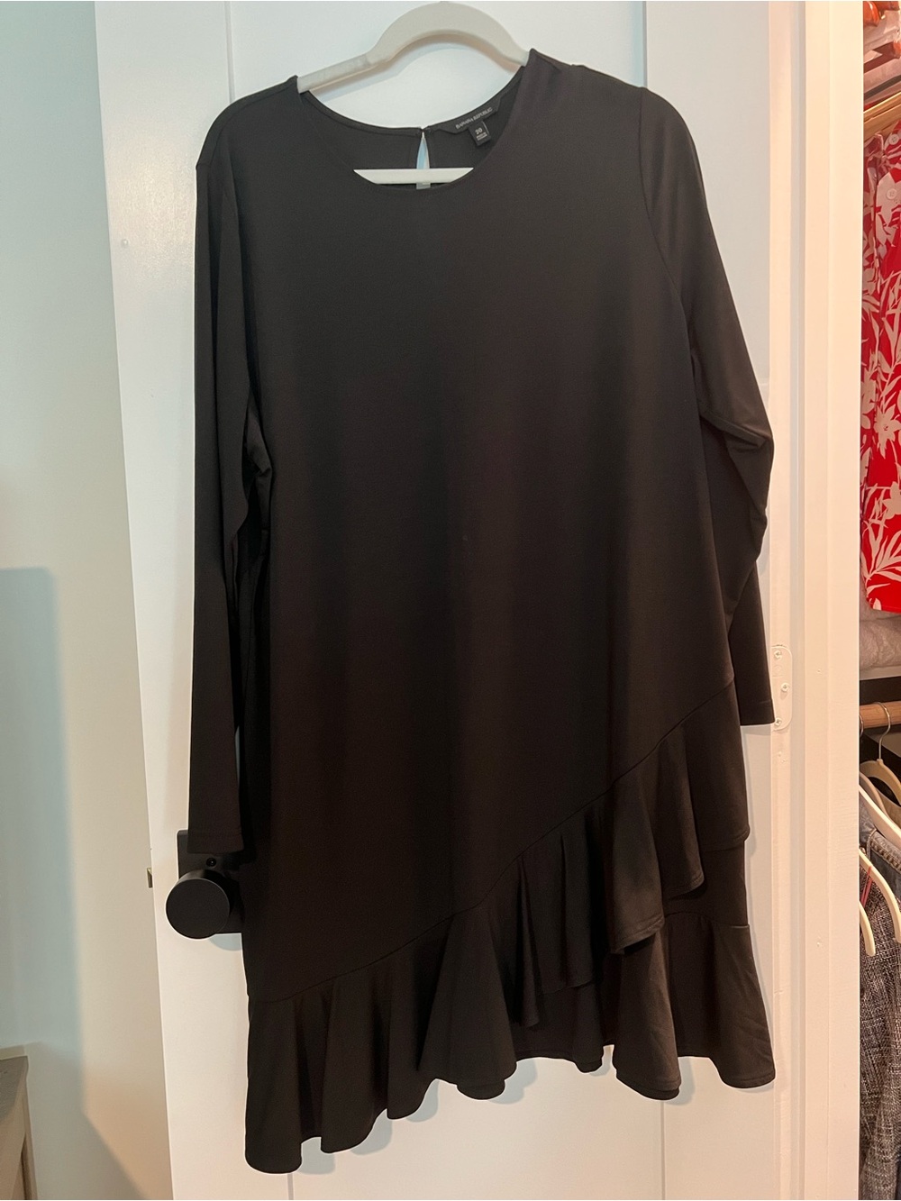 Banana Republic Black Long Sleeve Ruffle Hem Dress
